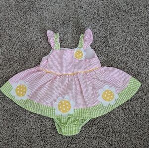 Blueberi Boulevard Baby Girl Pink/Green Dress Size 6-9 Months